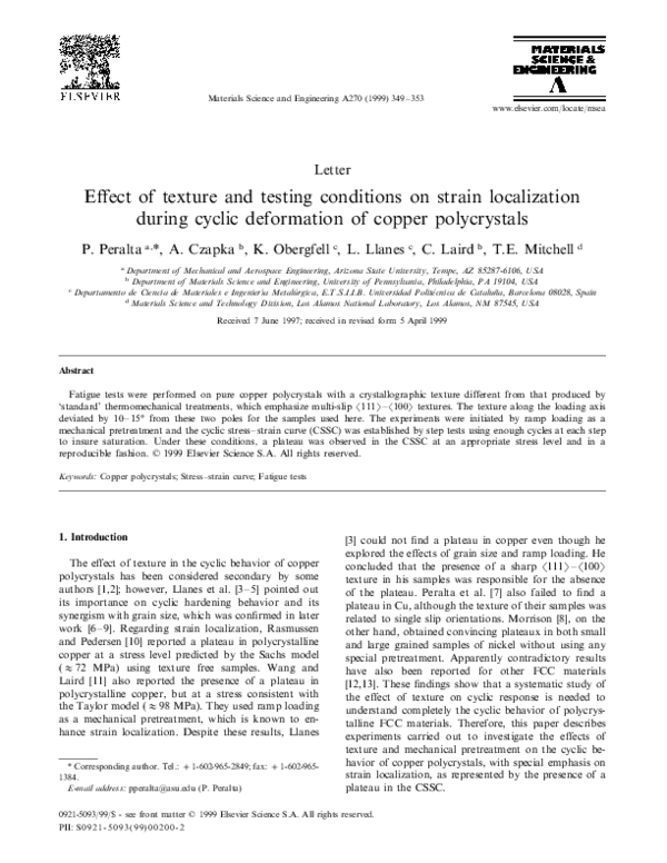 (PDF) Effect of texture and testing conditions on strain localization ...