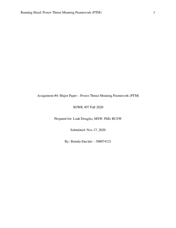 (PDF) Running Head: Power Threat Meaning Framework (PTM