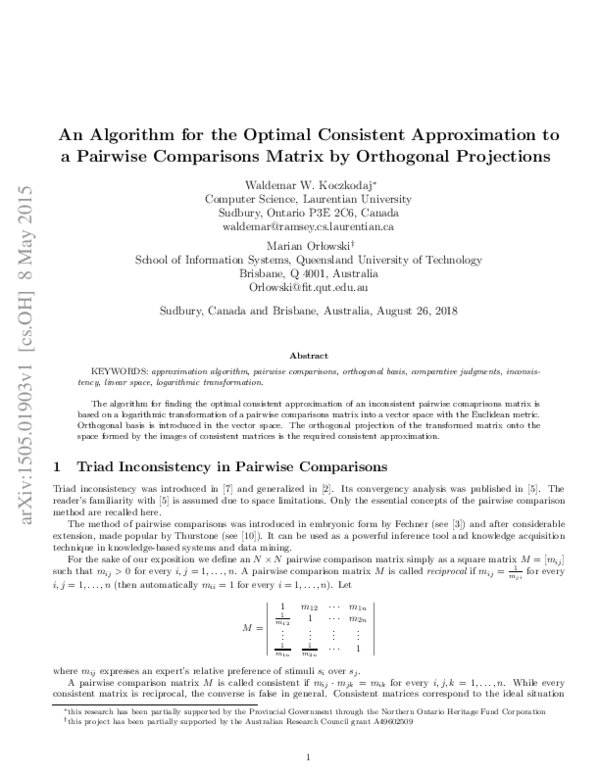 (PDF) An Algorithm for the Optimal Consistent Approximation to a ...