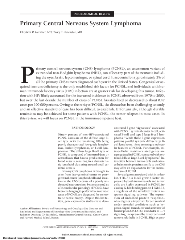 (PDF) Primary Central Nervous System Lymphoma