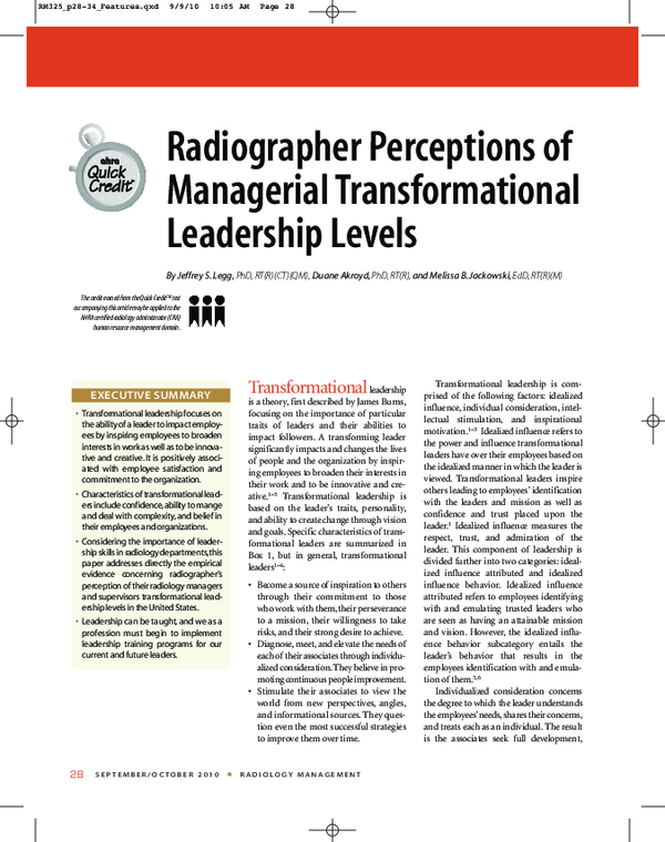 (PDF) Radiographer perceptions of managerial transformational ...