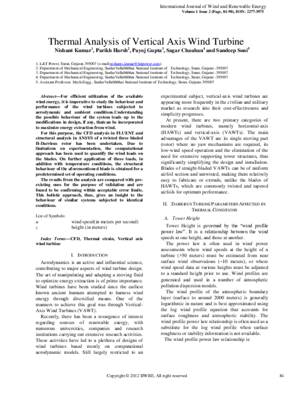(PDF) Thermal Analysis of Vertical Axis Wind Turbine
