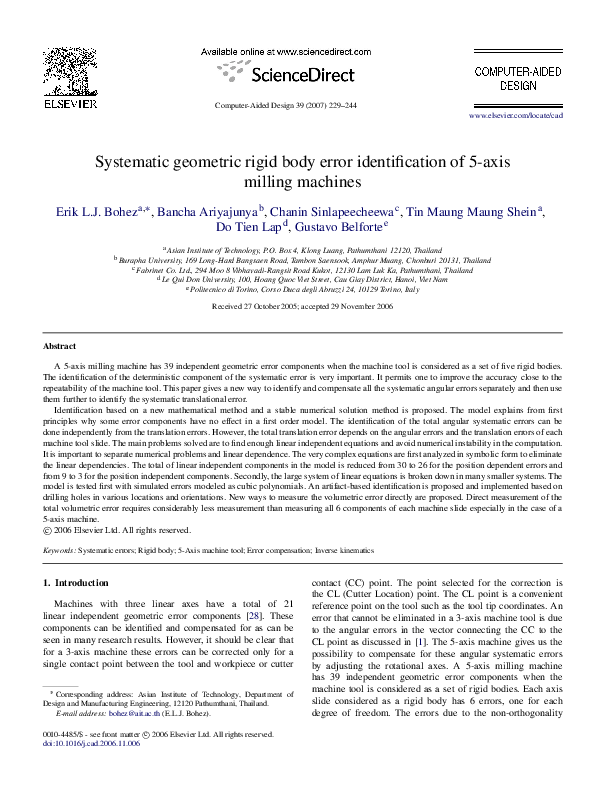 (PDF) Systematic geometric rigid body error identification of 5-axis ...