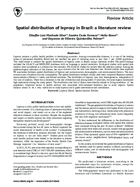 (PDF) Spatial distribution of leprosy in Brazil: a literature review