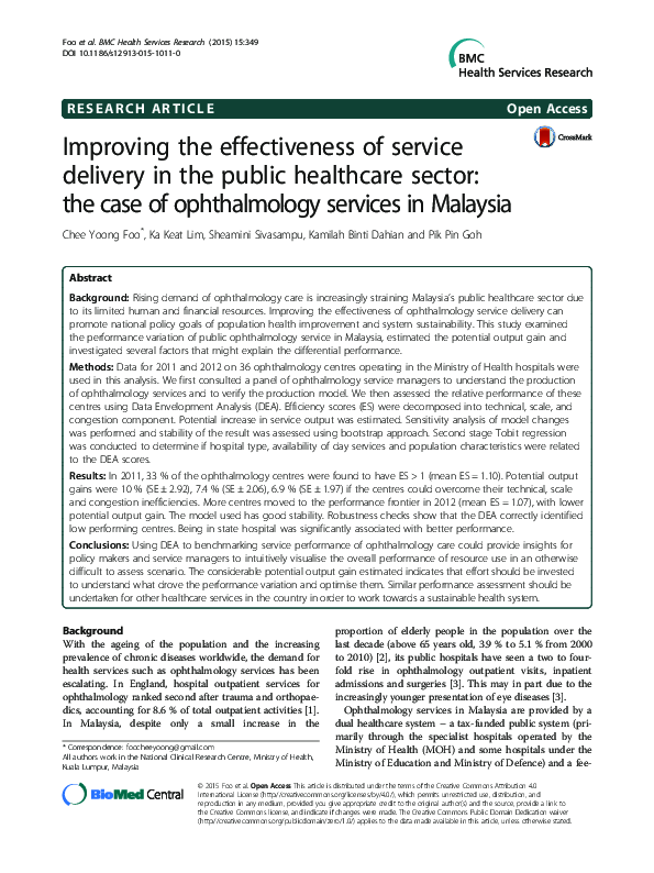 (PDF) Improving the effectiveness of service delivery in the public ...