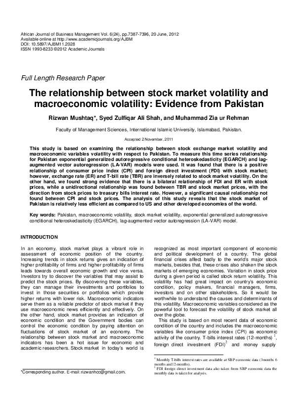 (PDF) The relationship between stock market volatility and ...