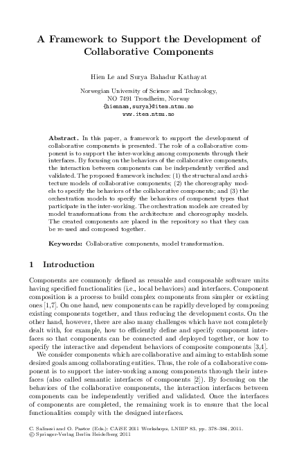 (PDF) A Framework to Support the Development of Collaborative Components