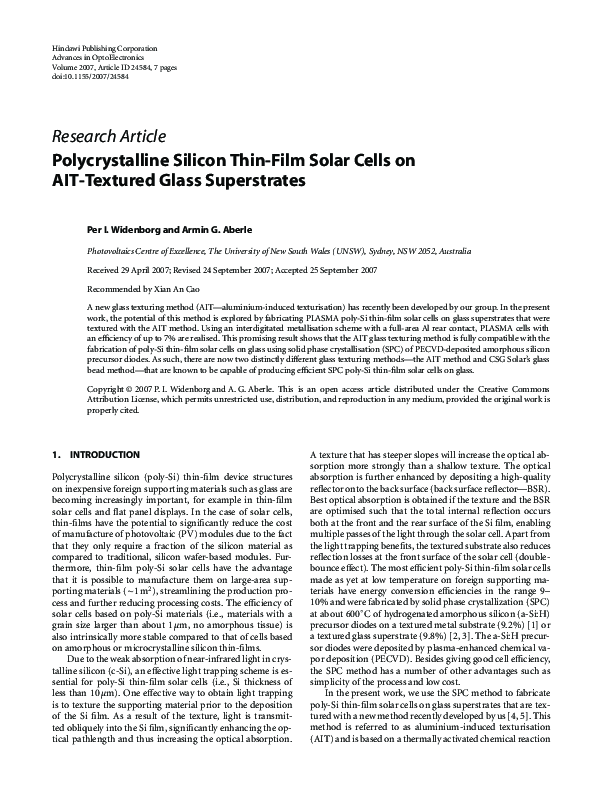 (PDF) Polycrystalline Silicon Thin-Film Solar Cells on AIT-Textured ...