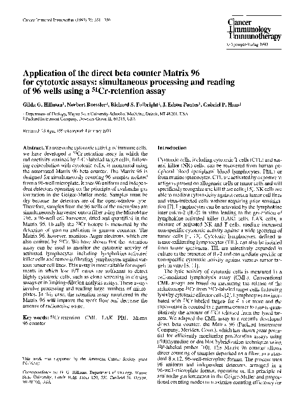 (PDF) Application of the direct beta counter Matrix 96 for cytotoxic ...