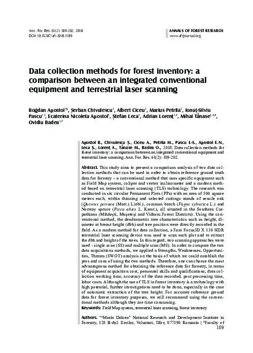 (PDF) Data collection methods for forest inventory: a comparison ...