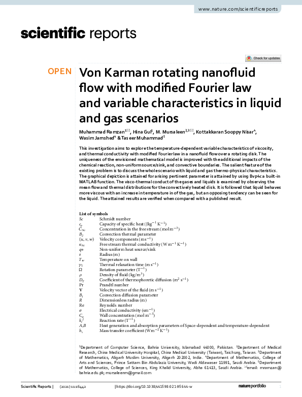 (PDF) Von Karman rotating nanofluid flow with modified Fourier law and ...