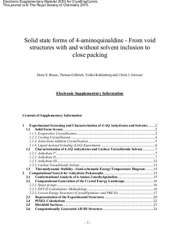 (PDF) Solid state forms of 4-aminoquinaldine – from void structures ...