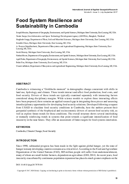 (PDF) Food System Resilience and Sustainability in Cambodia