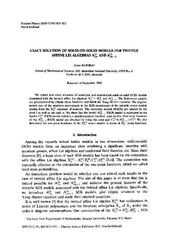Exact solution of solid-on-solid models for twisted affine Lie algebras A2n(2) and A2n−1(2)