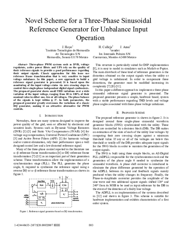 (PDF) Novel Scheme for a Three-Phase Sinusoidal Reference Generator for ...