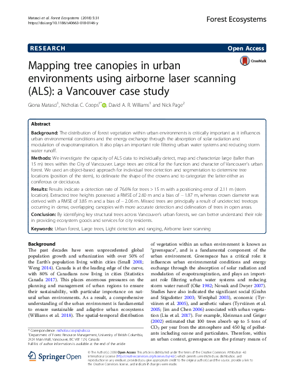 (PDF) Mapping tree canopies in urban environments using airborne laser ...