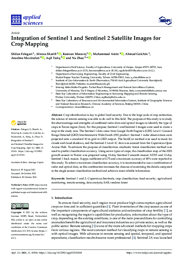 (PDF) Integration of Sentinel 1 and Sentinel 2 Satellite Images for ...