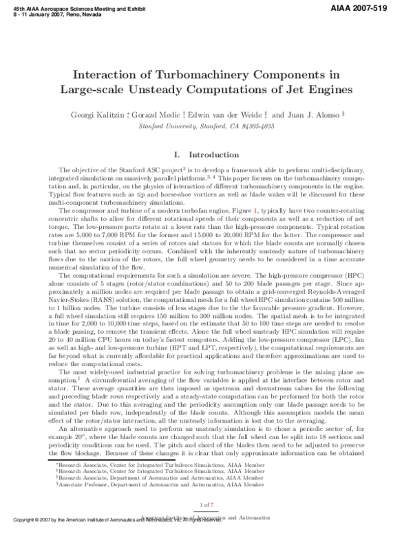 (PDF) Interaction of Turbomachinery Components in Large Scale Unsteady ...