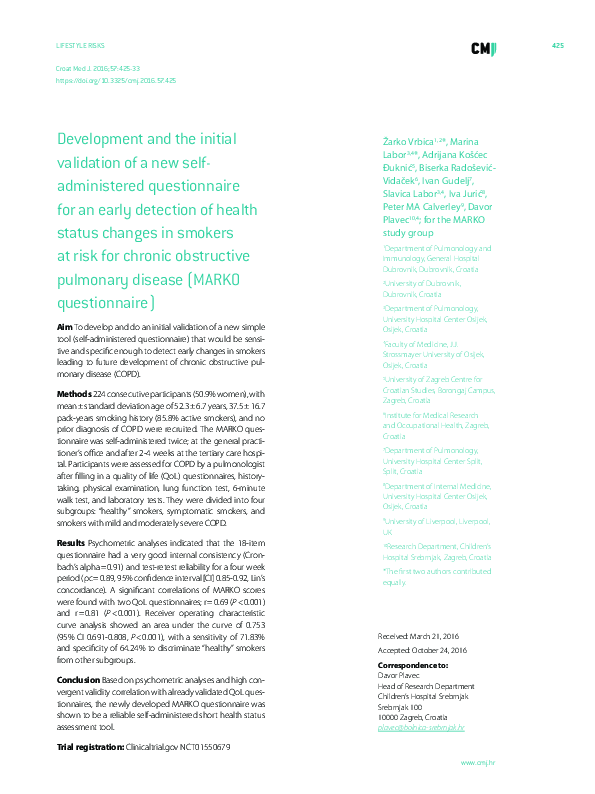 (PDF) Development and the initial validation of a new self-administered ...