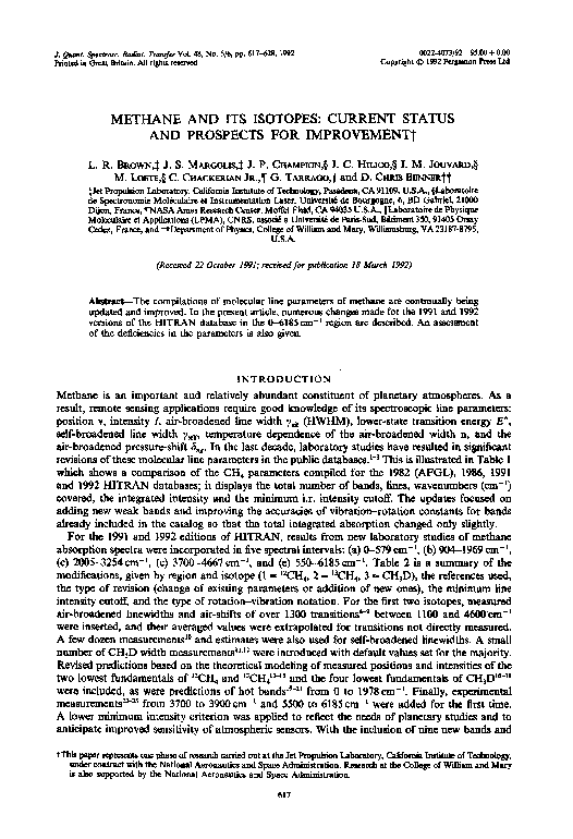 (PDF) Methane and its isotopes: Current status and prospects for ...