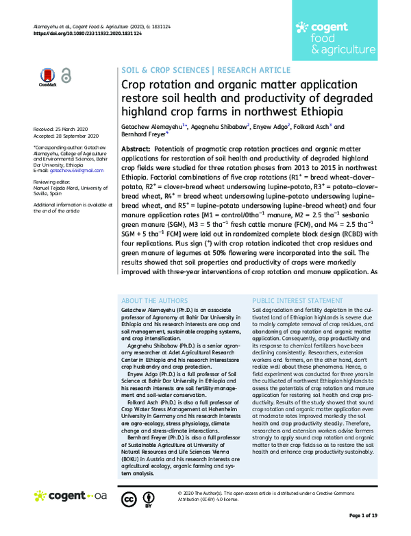 (PDF) Crop rotation and organic matter application restore soil health ...