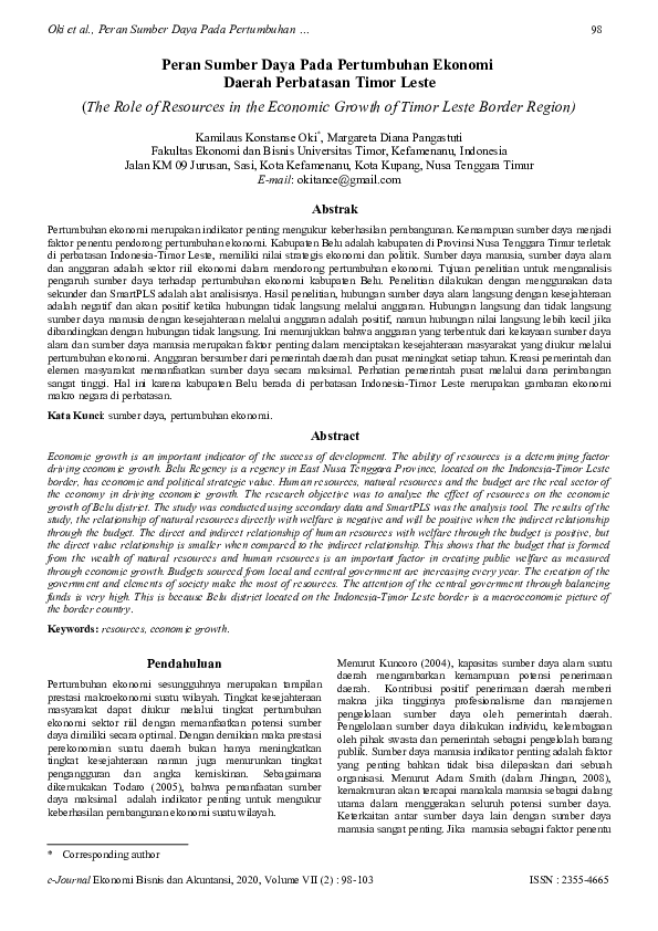 (PDF) Peran Sumber Daya Pada Pertumbuhan Ekonomi Daerah Perbatasan ...