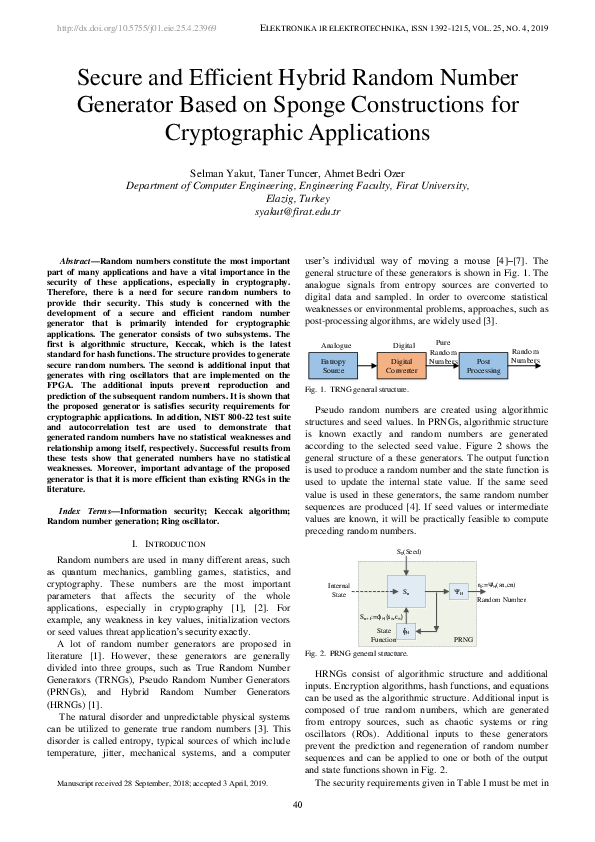 (PDF) Secure and Efficient Hybrid Random Number Generator Based on ...