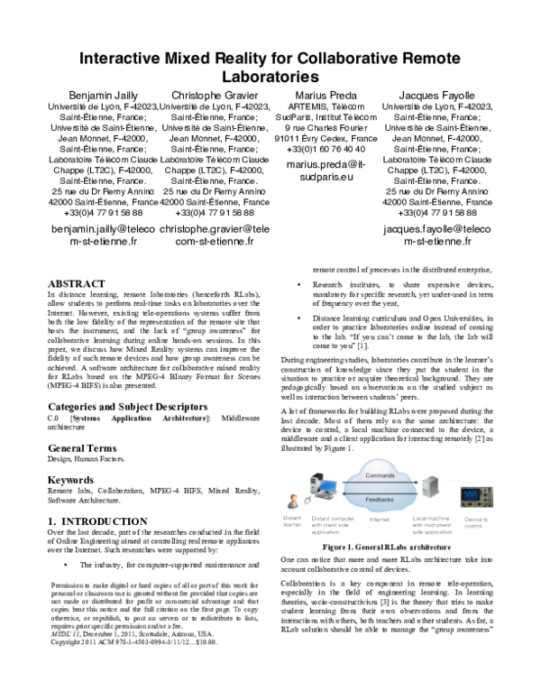 (PDF) Interactive mixed reality for collaborative remote laboratories