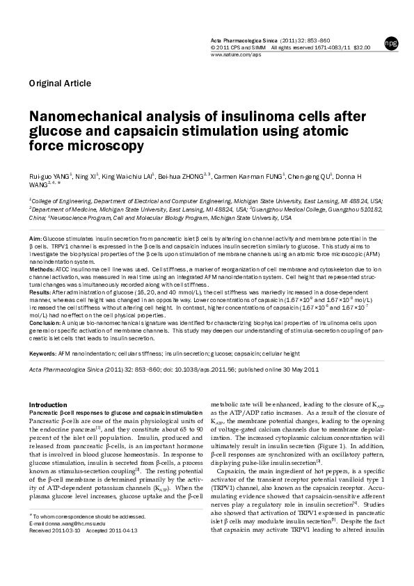 View of (PDF) Nanomechanical analysis of insulinoma cells after glucose and ...
