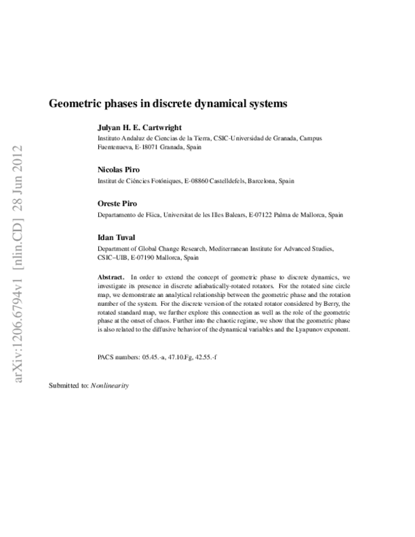 (PDF) Geometric phases in discrete dynamical systems