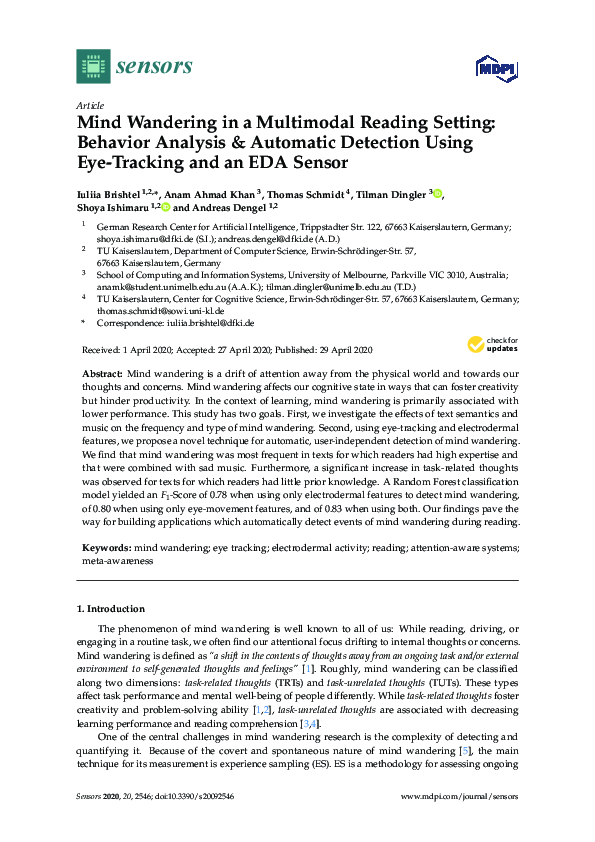 (PDF) Mind Wandering in a Multimodal Reading Setting: Behavior Analysis ...