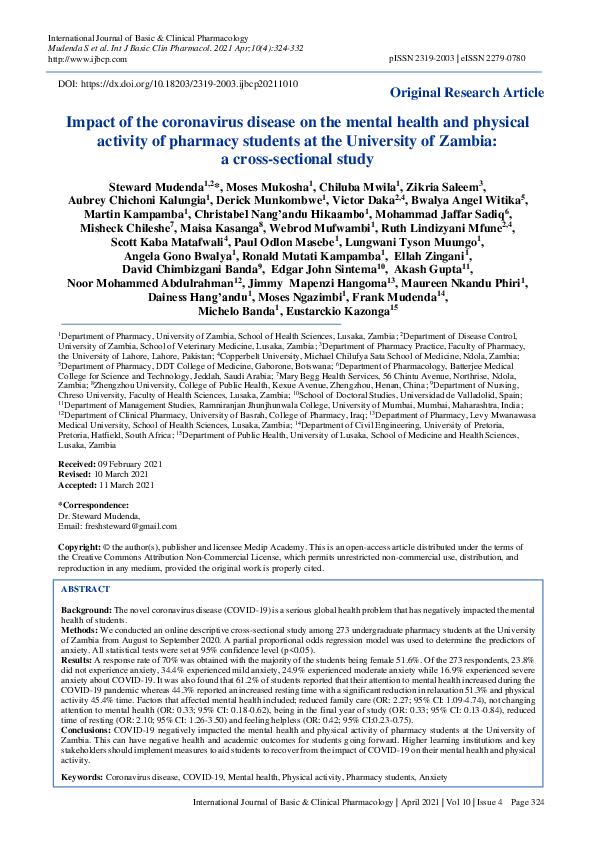 (PDF) Impact of the coronavirus disease on the mental health and ...