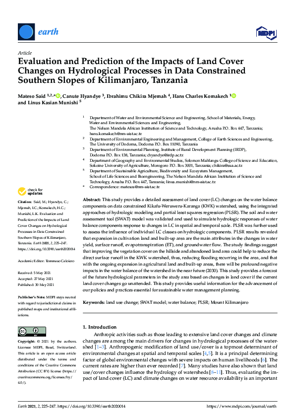 (PDF) Evaluation and Prediction of the Impacts of Land Cover Changes on ...