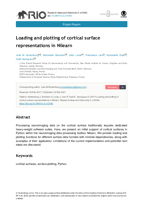 (PDF) Loading and plotting of cortical surface representations in Nilearn