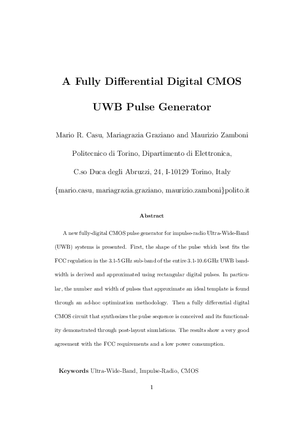 (PDF) A Fully Differential Digital CMOS UWB Pulse Generator