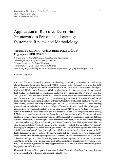 (PDF) Application of Resource Description Framework to Personalise ...