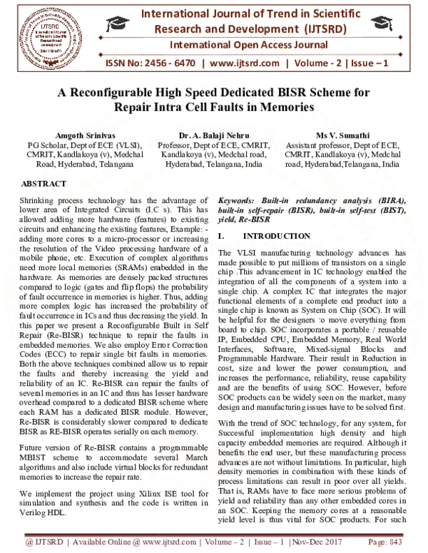 (PDF) A Reconfigurable High Speed Dedicated BISR Scheme for Repair ...