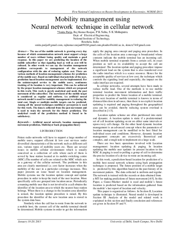 (PDF) Mobility management using Neural network technique in cellular ...