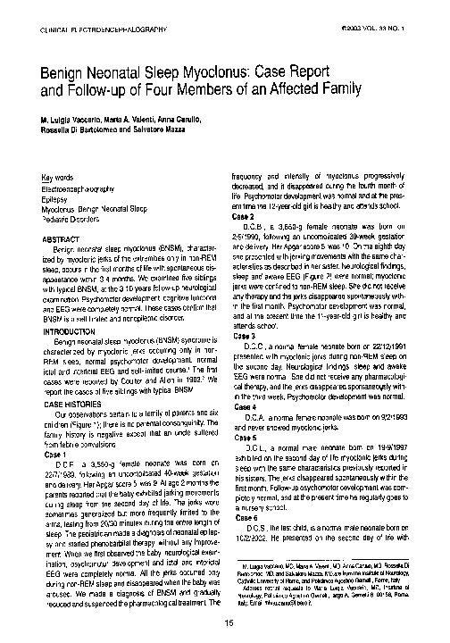 (PDF) Familial Benign Neonatal Sleep Myoclonus: Report of a Family with ...