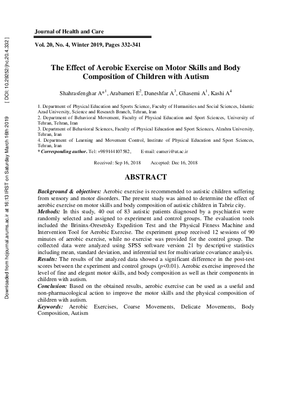 (PDF) The Effect of Aerobic Exercise on Motor Skills and Body ...