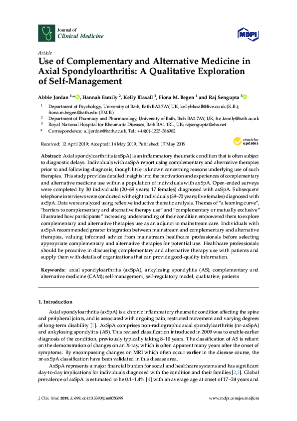 (PDF) Use of Complementary and Alternative Medicine in Axial ...