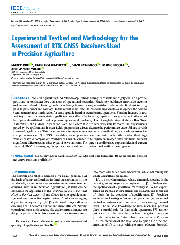 (PDF) Experimental Testbed and Methodology for the Assessment of RTK ...