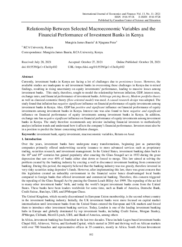 (PDF) Relationship Between Selected Macroeconomic Variables and the ...