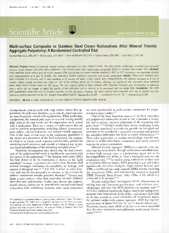 (PDF) Multisurface composite vs stainless steel crown restorations