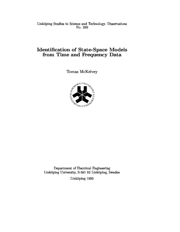 (PDF) Identification of state-space models from time and frequency data