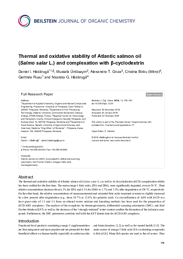 (PDF) Thermal and oxidative stability of Atlantic salmon oil ( Salmo ...