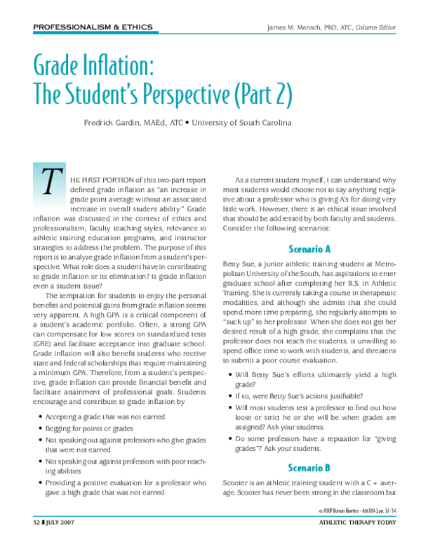 (PDF) Grade Inflation: The Student's Perspective (Part 2)