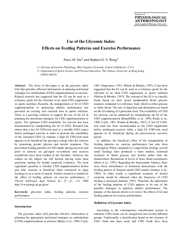(PDF) Use of the glycemic index: Effects on feeding patterns and ...