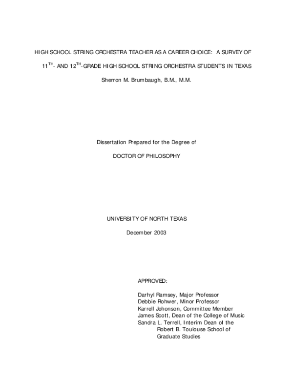 (PDF) High school string orchestra teacher as a career choice A survey