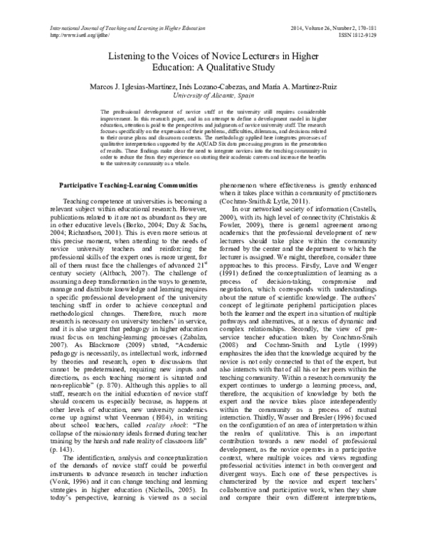 (PDF) Listening to the Voices of Novice Lecturers in Higher Education ...